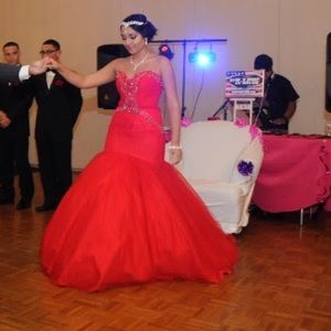 Red sequined prom/ sweet 16 dress